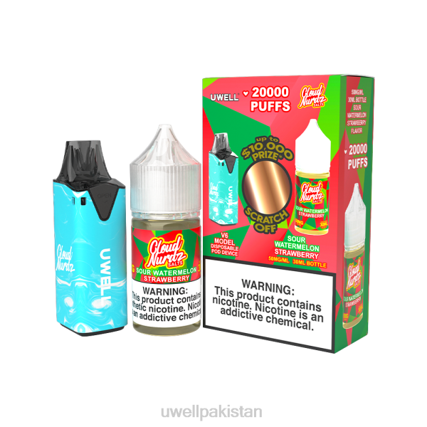 UWELL Balochistan - UWELL V6 ڈسپوزایبل ڈیوائس + ڈیڈیز ویپر 30 ملی لیٹر جوس - کولیب بنڈل 6042204 clr: blue/flv: کھٹا تربوز اسٹرابیری 50mg