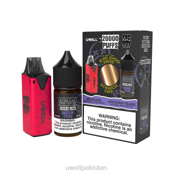 UWELL Balochistan - UWELL V6 ڈسپوزایبل ڈیوائس + ڈیڈیز ویپر 30 ملی لیٹر جوس - کولیب بنڈل 6042214 clr: red/flv: Unicorn tears 48mg