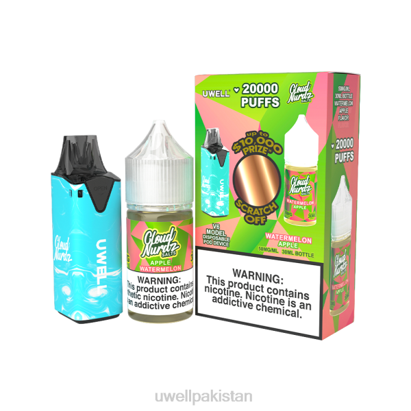 UWELL Karachi - UWELL V6 ڈسپوزایبل ڈیوائس + ڈیڈیز ویپر 30 ملی لیٹر جوس - کولیب بنڈل 6042205 clr: blue/flv: تربوز ایپل 50 ملی گرام