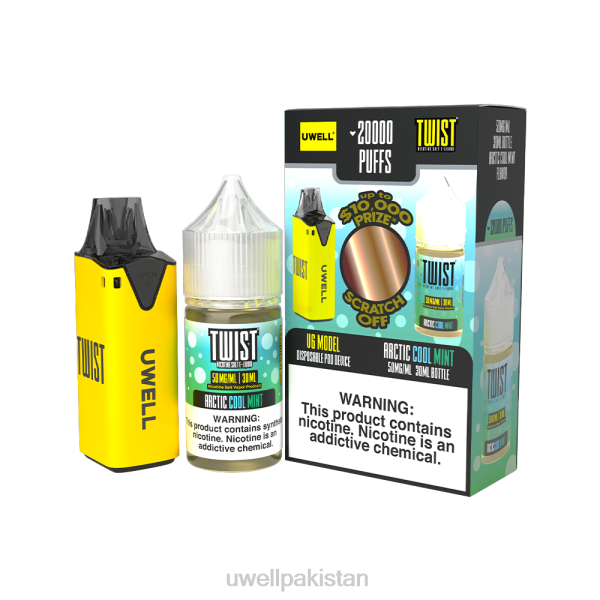 UWELL Karachi - UWELL V6 ڈسپوزایبل ڈیوائس + ڈیڈیز ویپر 30 ملی لیٹر جوس - کولیب بنڈل 6042215 clr: پیلا/flv: آرکٹک ٹھنڈا پودینہ 50 ملی گرام