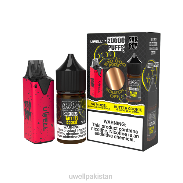 UWELL Price In Pakistan - UWELL V6 ڈسپوزایبل ڈیوائس + ڈیڈیز ویپر 30 ملی لیٹر جوس - کولیب بنڈل 6042212 clr: red/flv: بٹر کوکی 48mg