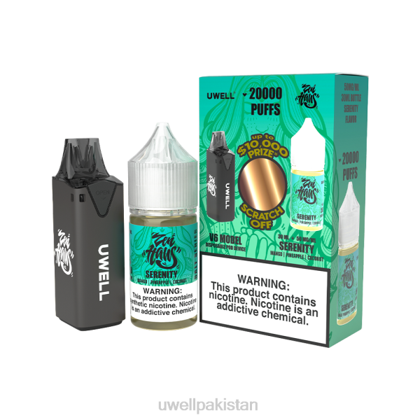 UWELL Price In Pakistan - UWELL V6 ڈسپوزایبل ڈیوائس + ڈیڈیز ویپر 30 ملی لیٹر جوس - کولیب بنڈل 6042222 سی ایل آر: بلیک/ ایف ایل وی: سیرینٹی 50 ملی گرام