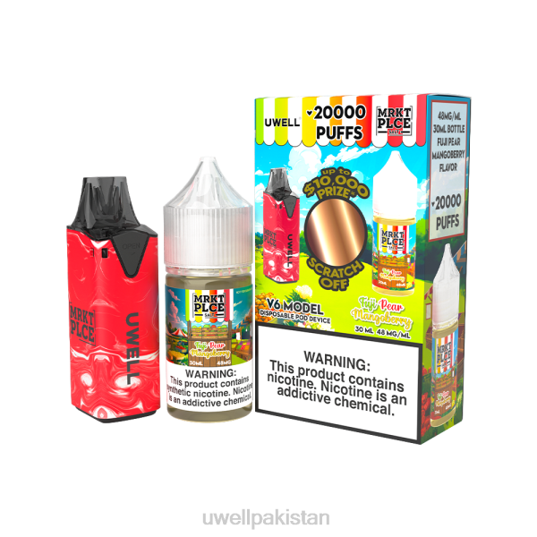 UWELL Vape Disposable - UWELL V6 ڈسپوزایبل ڈیوائس + ڈیڈیز ویپر 30 ملی لیٹر جوس - کولیب بنڈل 6042209 clr: red/flv: فوجی ناشپاتیاں مینگوبیری 48 ملی گرام