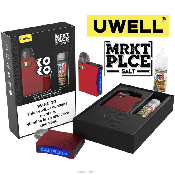 UWELL Balochistan - UWELL CALIBURN AK3 kit + a3s 0.8ohm pods (x2) + والد کے بخارات 10ml نمکیات 50mg 6042244 crl: red/flv: حرام بیری 50mg