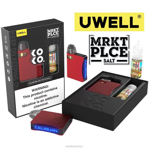 UWELL Karachi - UWELL CALIBURN AK3 kit + a3s 0.8ohm pods (x2) + والد کے بخارات 10ml نمکیات 50mg 6042245 crl: red/flv: fuji pear mangoberry
