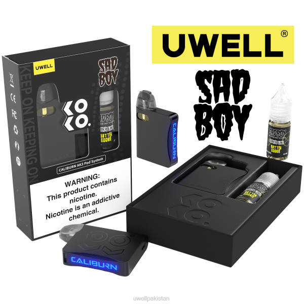 UWELL Vape Price In Pakistan - UWELL CALIBURN AK3 kit + a3s 0.8ohm pods (x2) + والد کے بخارات 10ml نمکیات 50mg 6042243 سی آر ایل: بلیک/ ایف ایل وی: کسٹرڈ کوکی 50 ملی گرام